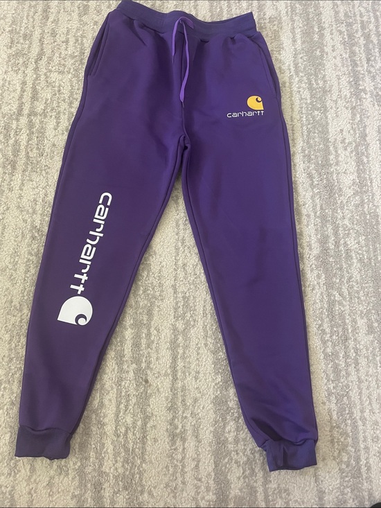 Carhartt Pants - Carhartt Purple Jogger Sweatpants with White & Yellow Logos